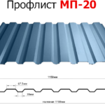 Профнастил оцинкованный МП20-1100-0,55 мм, цена за м.п